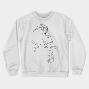 line art illustration of hornbill bird Crewneck Sweatshirt